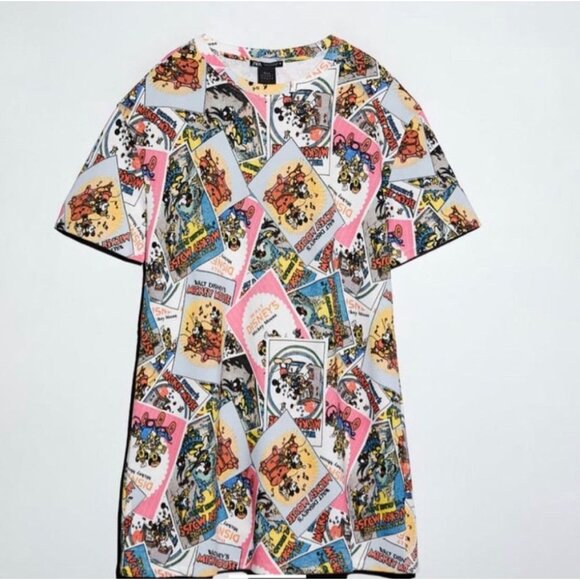 Zara Dresses & Skirts - Zara x Disney Short Sleeve Graphic Tee Shirt Dress Size L 0085/801/020